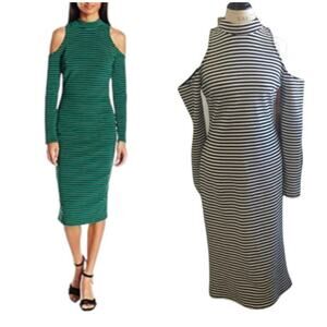Y2K XOXO cold shoulder striped dress NEW